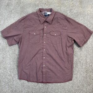 Wrangler Western Shirt Men XXL Red Gingham Plaid Pearl Snap Short Sleeve Yoke